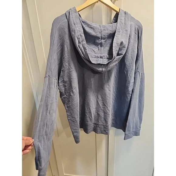 J. Jill Lace Up Long Sleeve Pullover Hoodie Blue Sz XL Terry Oversized Cotton - Picture 4 of 8